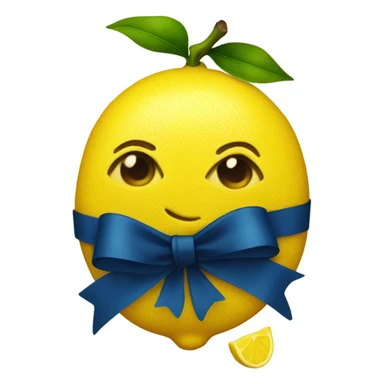 lemon with dark blue bow sticker
