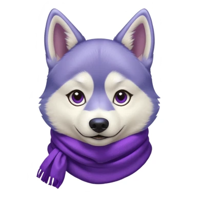 a husky with a purple scarf with a blue shirt sticker