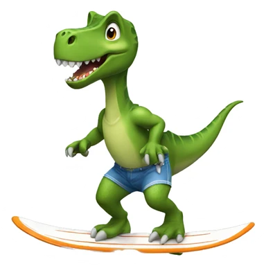 Dinosaur with Shorts Surfing  sticker