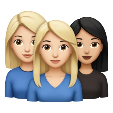 3 women emojis, Caucasian woman with blonde hair, Brown skin woman with black hair, Caucasian women with black hair sticker