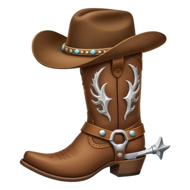 cowboy boot with spurs and a cowboy hat on top sticker