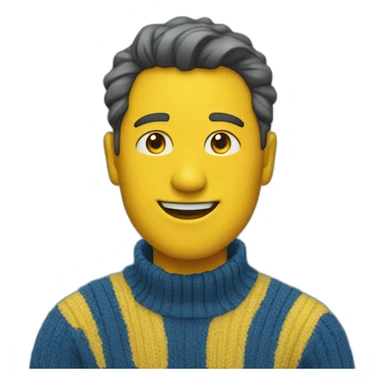 Man in blue and yellow sweater sticker