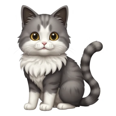 full body half dark grey and half white cat with white front legs sticker