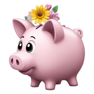 piggy bank with flowers sticker