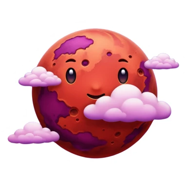 Crimson red planet with clouds and a purple star behind it sticker