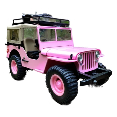 1/10 size jungle tour 1942 Willy’s pearly pink check jeep crawler with installed winch  sticker