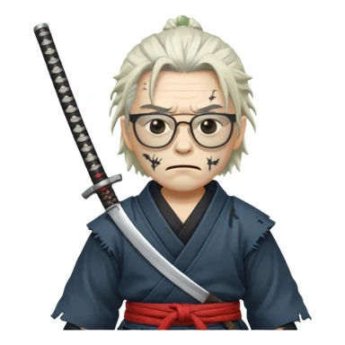 white zombie  samurai with glasses sticker