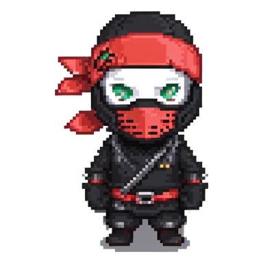 masked ninja, red headband sticker