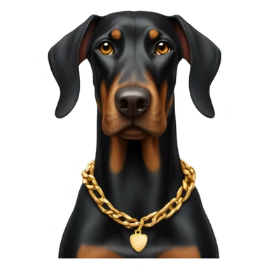 Doberman wearing a gold chain sticker