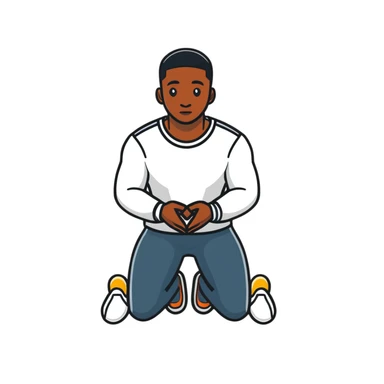 Black man kneeling down in front of white man, respectful pose sticker