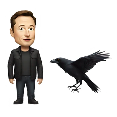 Elon musk with crow sticker
