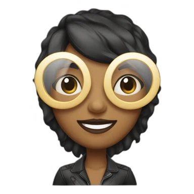 Persona morena con gafas negras y pelo medio rizado sobre la frente sticker