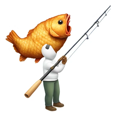 person fishing with fried chicken on the fishing pole as bait sticker