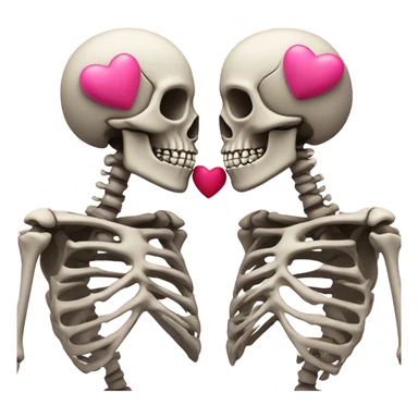 Skeleton kissing another skeleton with pink hearts  sticker