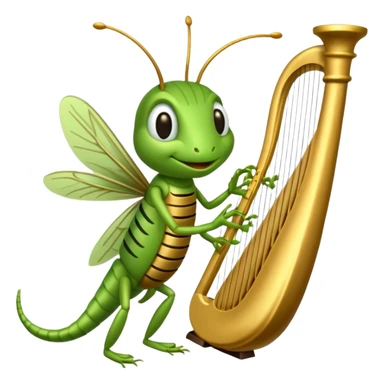 grasshopper playing lyre sticker