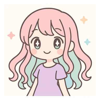 anime girl, elegant, flowing hair, sparkling eyes, pastel background, delicate features sticker