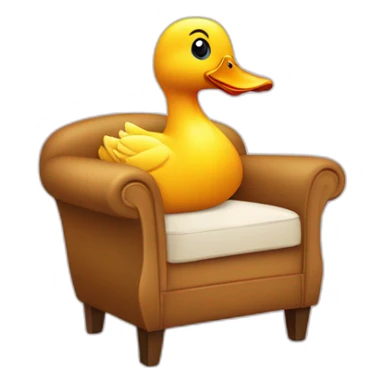 Canard sur un fauteuil avec tulipe dans le bec sticker