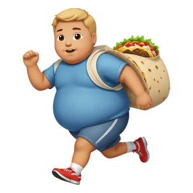  A fat boy run with a burrito sticker