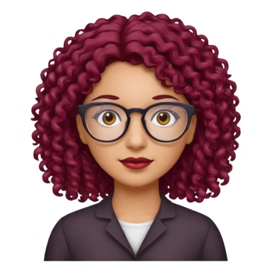 hispanic women with brown eyes and clear glasses and burgundy curly hair sticker