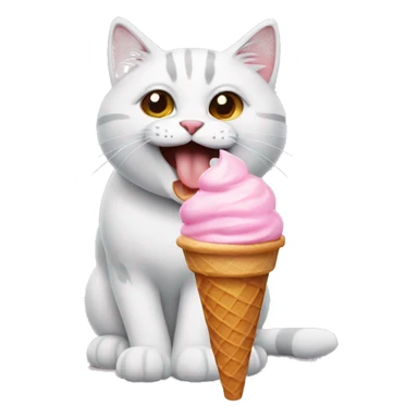 cat with ice cream and tongue sticker