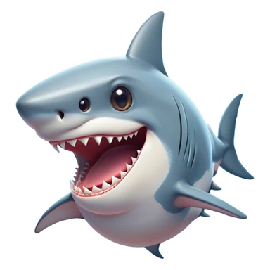 Cinematic Comical Shark Portrait Emoji, Head tilted dramatically with an exaggeratedly amused expression, featuring a striking, glossy streamlined body with bold accents and wide, expressive eyes filled with playful disbelief, Simplified yet hilariously expressive features, highly detailed, glowing with a slightly sassy glow, high shine, dramatic yet playful, stylized with an air of cheeky marine mischief, bright and endearing, soft glowing outline, capturing the essence of a spirited and over‐the‐top shark, so meme‐worthy it feels like it could snap its jaws into internet fame instantly! sticker