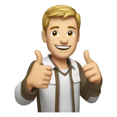 Happy white guy with brown short hair with a thumbs up and cash around  sticker
