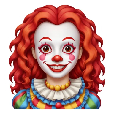 red very long hair female clown sticker