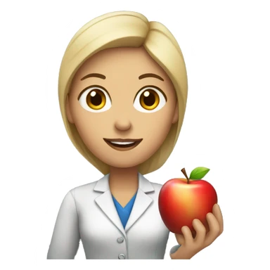 Female teacher with an apple sticker