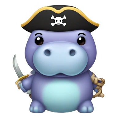 kawaii jellycat hippo as a pirate sticker