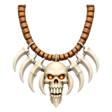 barbarian necklace object icon, necklace made of bones and fangs, rugged tribal jewelry, 3D cartoon, mobile game icon style, centered, clean background, no text, no watermark

 sticker