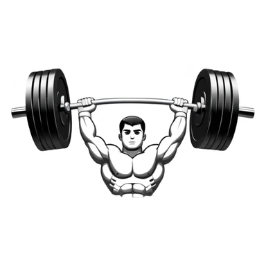 Powerlifting emblem featuring a stylized barbell with heavy weights, bold and strong font, dynamic lines, and muscular silhouette. Clean, modern, and impactful design, suitable for representing the strength and power of the sport. Transparent background. sticker