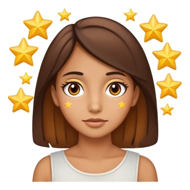 Arap esmer bir kız gözlerinde yıldız var iphone emojisi gibi  sticker