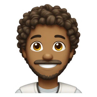 brown hair curly boy with beard smiling  sticker