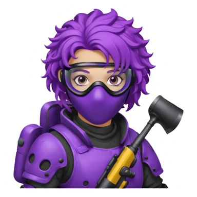 purple curly haired painitball player sticker