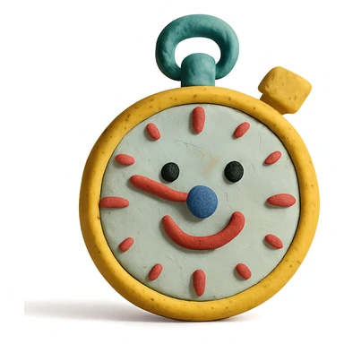 claymation style stopwatch with a friendly, approachable vibe, for tame time sticker