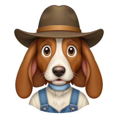 toothless hillbilly basset hound wearing a stetson and dungarees and has droopy eys sticker