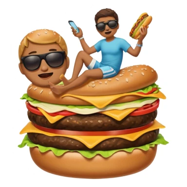 Poop surfing while eating a burger with sunglasses sticker