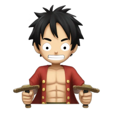 Luffy with two swords sticker