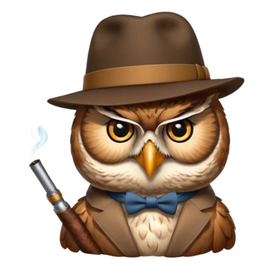 Owl smoking pipe with a fedora sticker