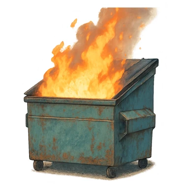 a dumpster fire sticker