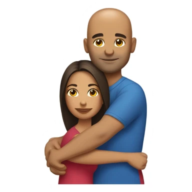 Comforting hug from brunette Puerto Rican to shorter bald male sticker