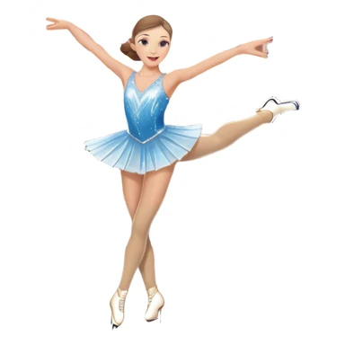 An icon featuring a graceful figure skater performing a spin on the ice. The background includes a grand ice rink palace with shining spotlights and cheering spectators in the stands. Transparent background highlights the elegance and artistry of figure skating sticker