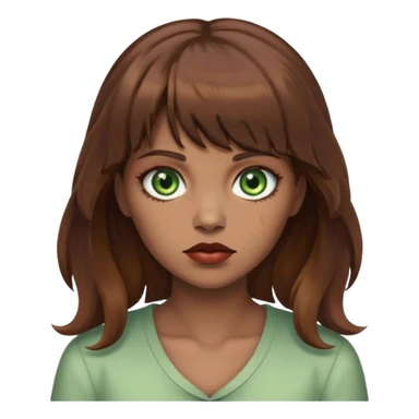 Zumbi mulher, olhos verdes, cabelo castanho com franja e ondulado  sticker