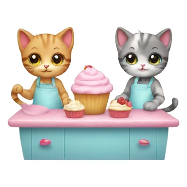 Cute kittens baking cupcakes sticker