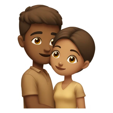 Brown boy kissing head of brown girlfriend sticker