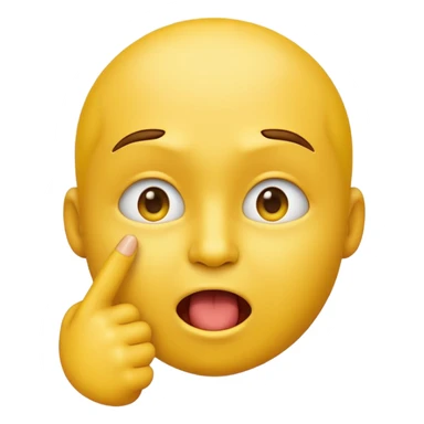 please create an emoji of the yellow face emoji kind of it bitting its index finger with a cheeky expresion sticker