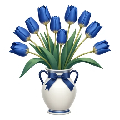 Navy blue tulips in white vase  sticker