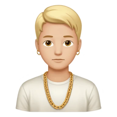 Neutral entrepreneur with gold chain, relaxed confident expression, minimal luxury feel sticker