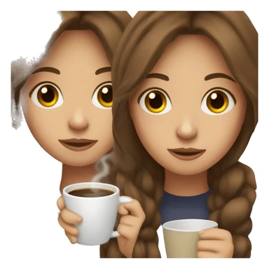 A girl with brown hair drinks coffee sticker