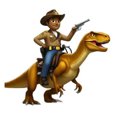 sheriff riding a t-rex sticker